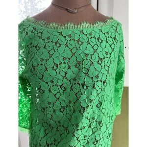 kelly green lace top 3/4 sl fairy whimsy coquette romantic MED Weston Wear USA‎